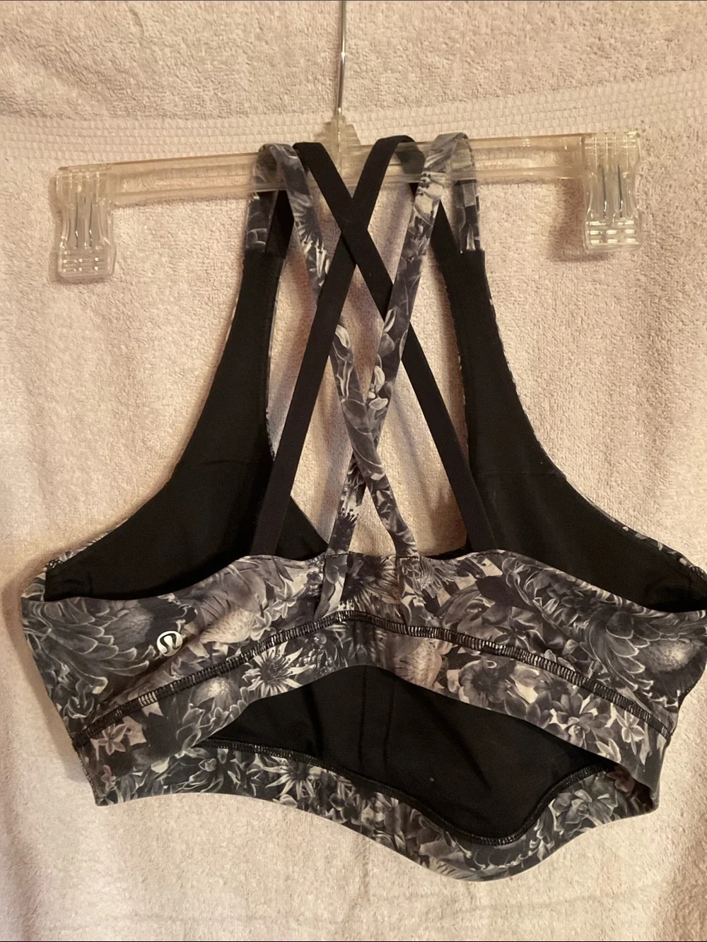 lululemon athletica Black & White Floral Crossback Sports Bra